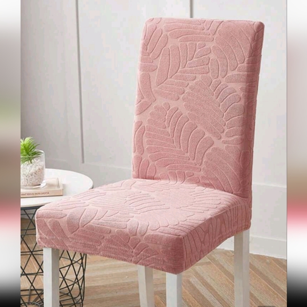 Stretch Chair Cover - Pink Leaf Texture